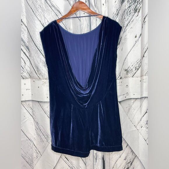 BCBGMAXAZRIA Blue Velvet Romper S - Picture 3 of 10